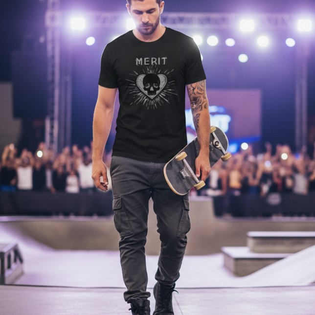 Merit Skull Heart Grunge Graphic T-Shirt (Skapare uppladdad)