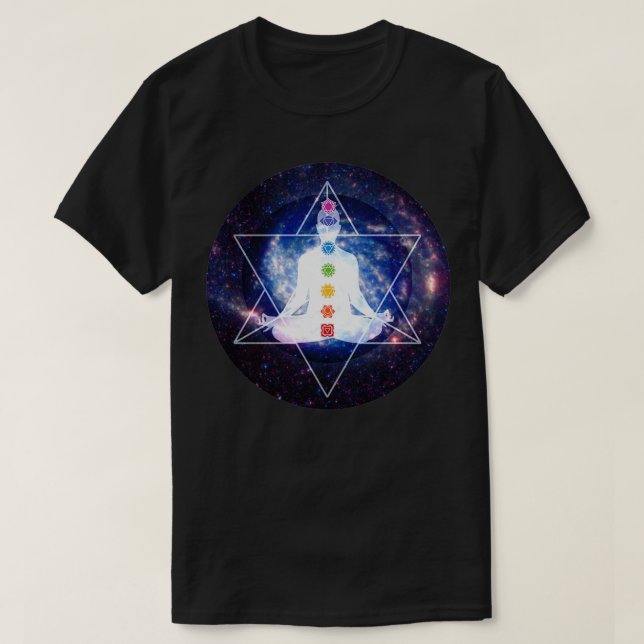 Merkaba Lightbody Chakra Meditation T Shirt (Design framsida)