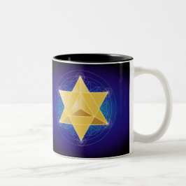 Merkaba med livets blomma Två-Tonad mugg