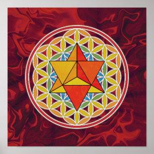 Merkaba och Flower of Life Poster