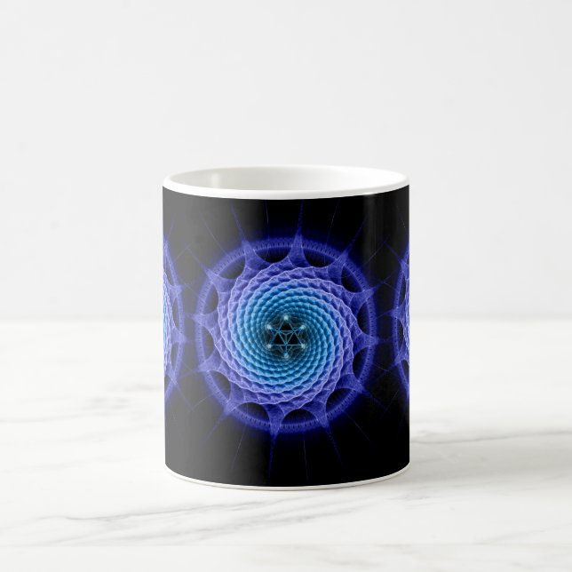 Merkaba Spiral Mandala Blue ( Fractal Geometry ) Kaffemugg (Center)