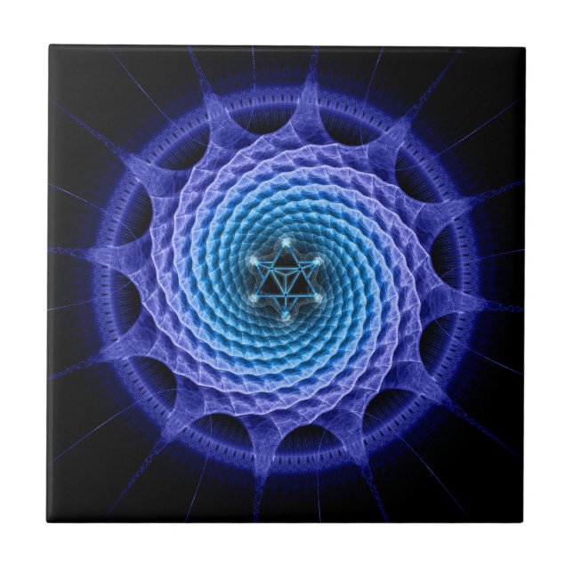 Merkaba spirala Mandalablått (Fractalgeometri) Kakelplatta (Framsidan)