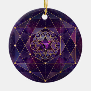 Merkabah i livets blomma - Helig Geometry Julgransprydnad Keramik