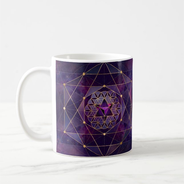 Merkabah i livets blomma - Helig Geometry Kaffemugg (Vänster)