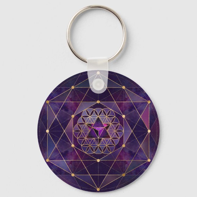 Merkabah i livets blomma - Helig Geometry Nyckelring (Framsida)