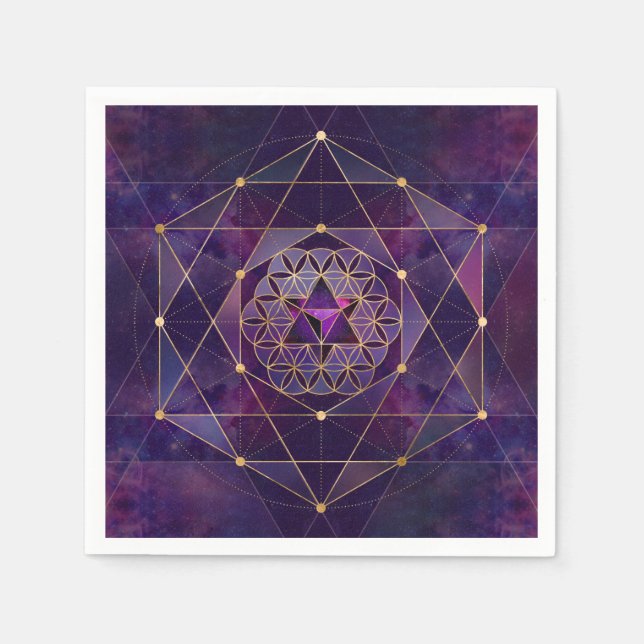 Merkabah i livets blomma - Helig Geometry Pappersservett (Framsidan)