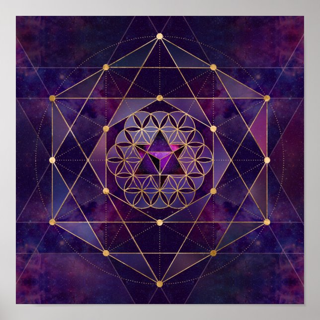 Merkabah i livets blomma - Helig Geometry Poster (Framsidan)