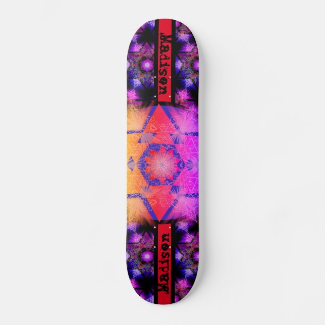 Merkabah Mandala Mönster Mini Skateboard Bräda 18,5 Cm (Framsida)