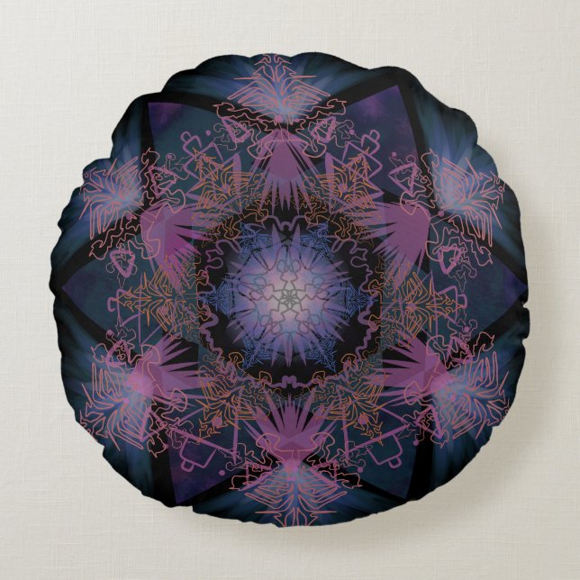 Merkabah Mandala Mönster Rund Kudde (Framsidan)