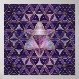 Merkabah på Flower of life mönster Poster