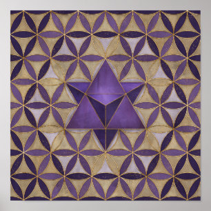 Merkabah på Flower of life mönster Poster