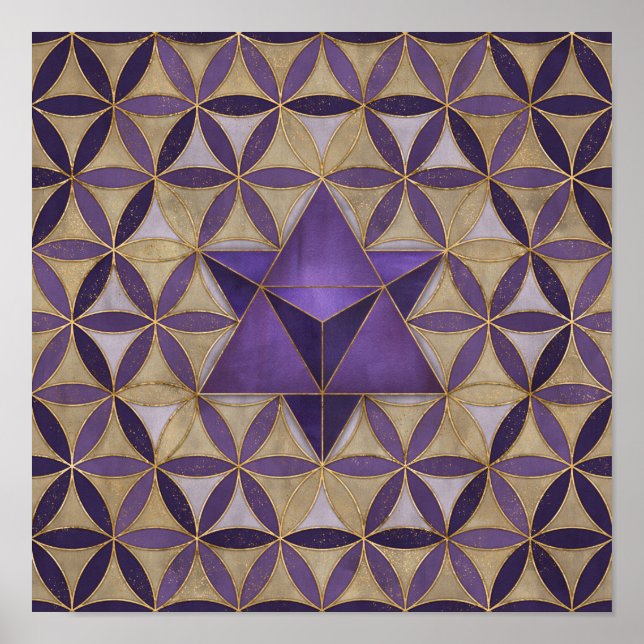 Merkabah på Flower of life mönster Poster (Framsidan)