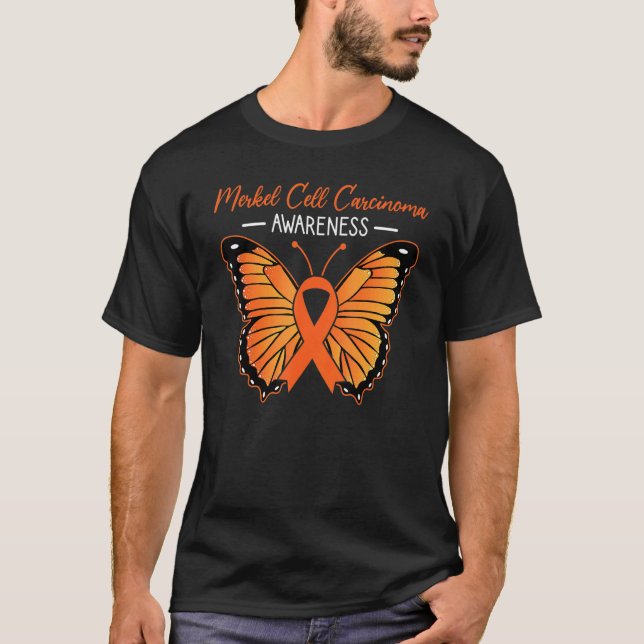 Merkel Cell Carcinoma Awareness Warrior Orange Rib T Shirt (Framsida)