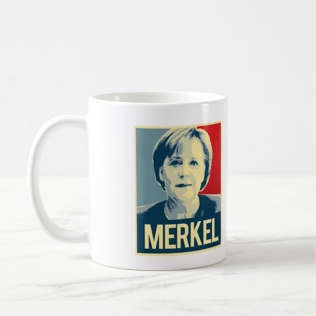 Merkel propagandaaffisch kaffemugg (Vänster)