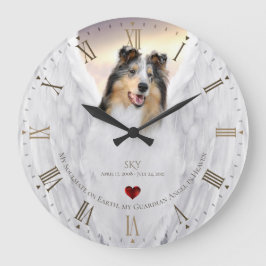 Merle Collie Angel Memorial, Golden Roman Dial - Stor Klocka