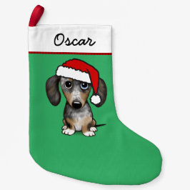 Merle Dapple Dachshund Santa Cute Hund Liten Julstrumpa