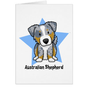 Merle för Kawaii stjärnablått australian shephe Hälsningskort