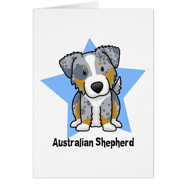 Merle för Kawaii stjärnablått australian shepherd Hälsningskort (Framsidan)