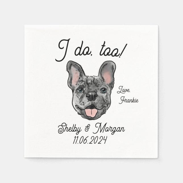 Merle Fransk Bulldog Bröllop Cocktail Napkin Pappersservett (Framsidan)