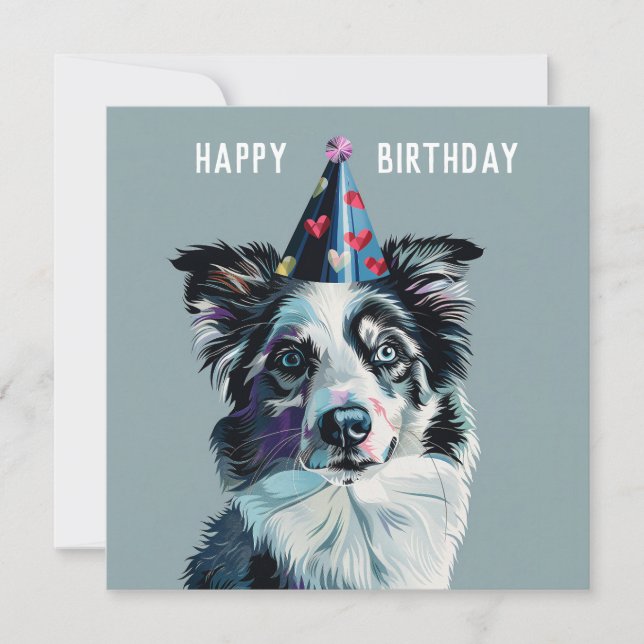 Merle Gräns Collie Birthday-kort (Framsida)