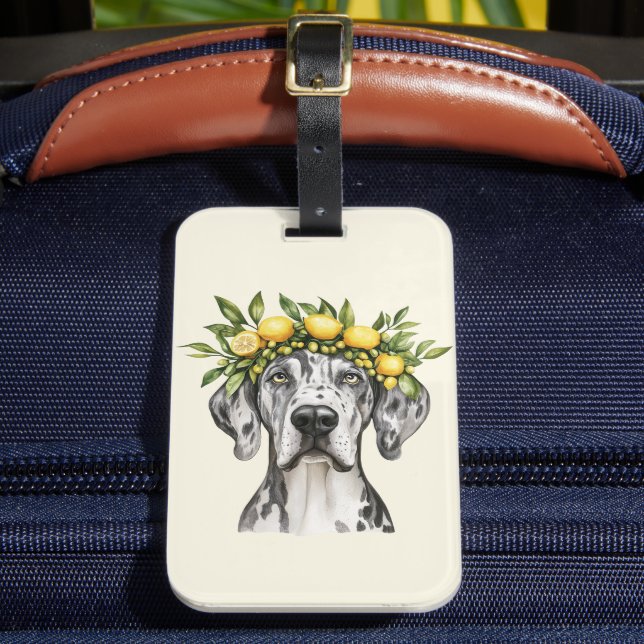 Merle Great dane Hund Lemon Krona Bagagebricka (Framsida Insitu 2)
