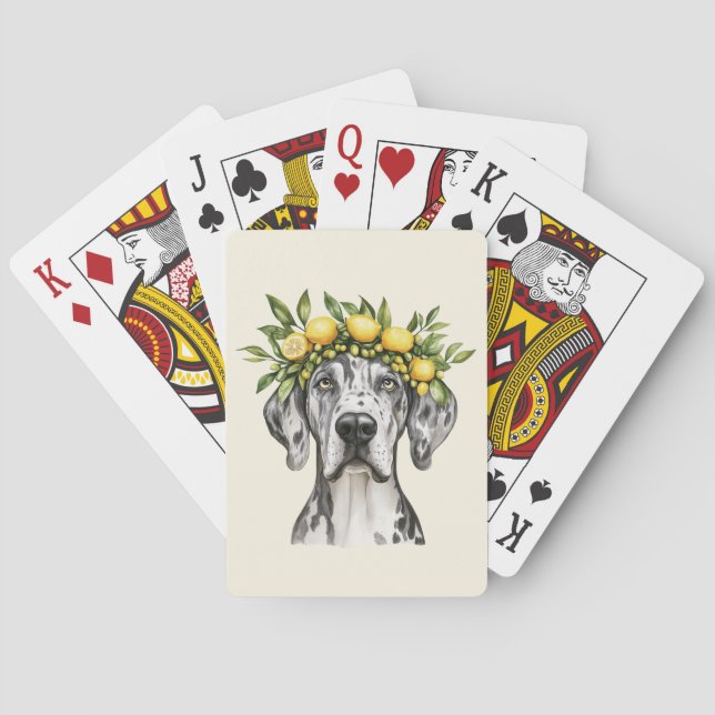 Merle Great dane Hund Lemon Krona Casinokort (Baksidan)