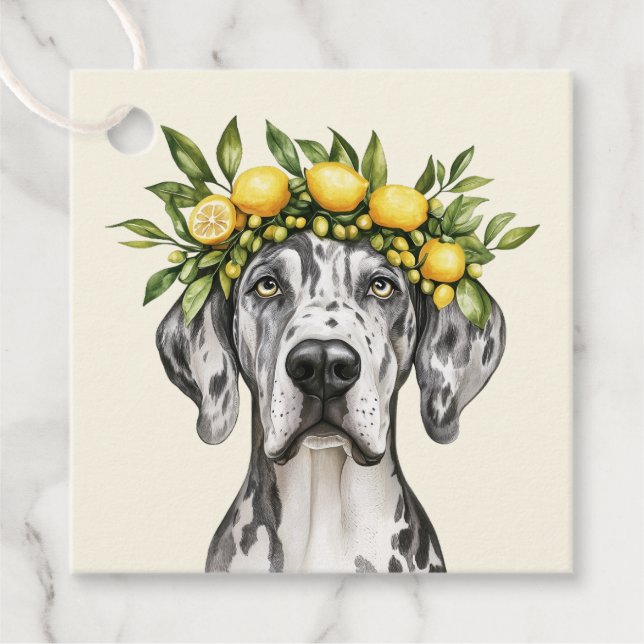 Merle Great dane Hund Lemon Krona Gåvor Etiketter (Framsida)