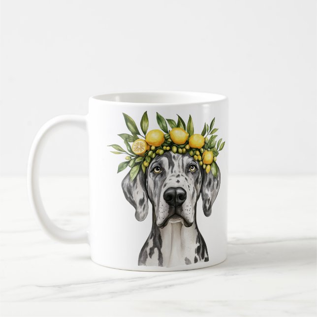 Merle Great dane Hund Lemon Krona Kaffemugg (Vänster)