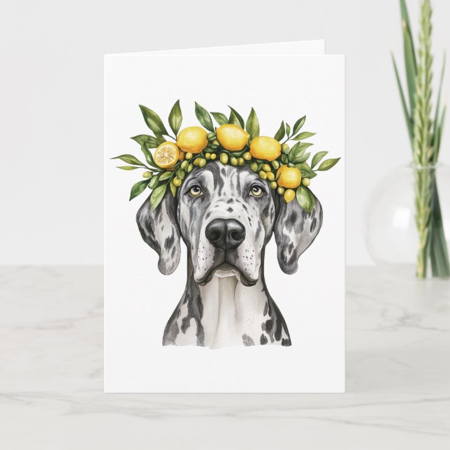 Merle Great dane Hund Lemon Krona Kort (Framsida)