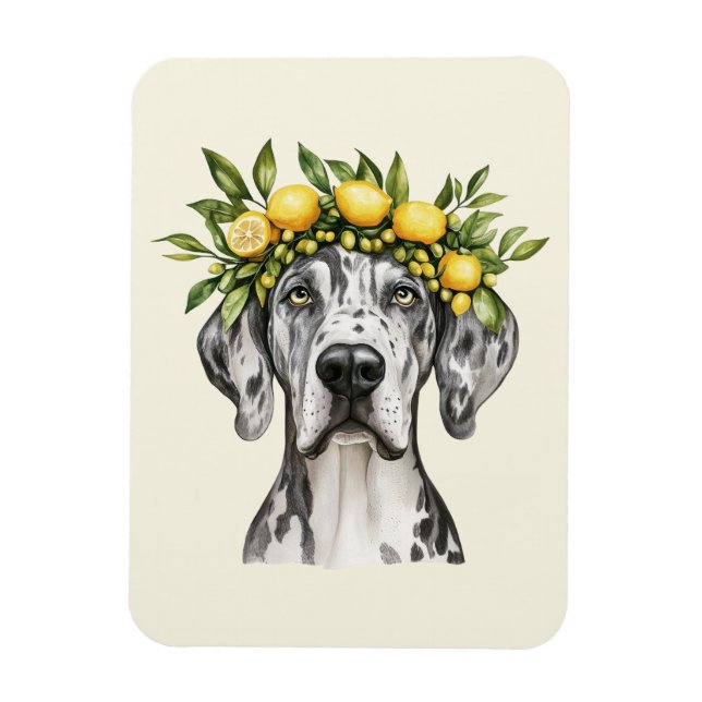 Merle Great dane Hund Lemon Krona Magnet (Vertikal)