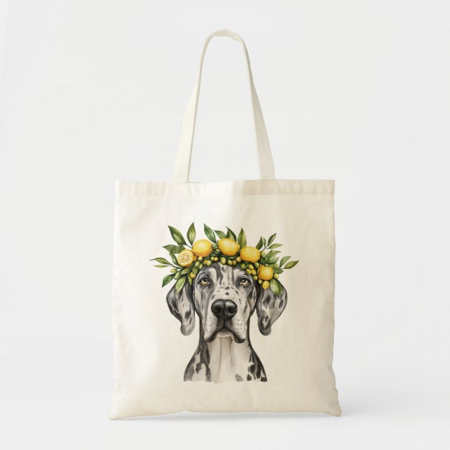 Merle Great dane Hund Lemon Krona Tygkasse (Framsidan)