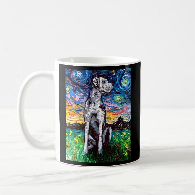 Merle Great dane Starry Night Impressionist Hund a Kaffemugg (Vänster)