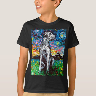 Merle Great dane Starry Night Impressionist Hund A T Shirt