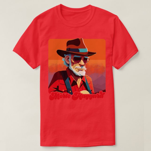 Merle Haggard Retro Fläkt Design T Shirt (Design framsida)