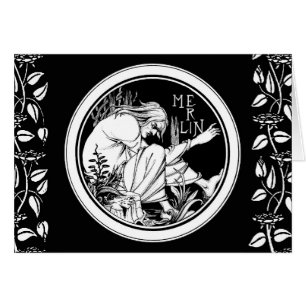 Merlin Art nouveau fantasi Hälsningskort