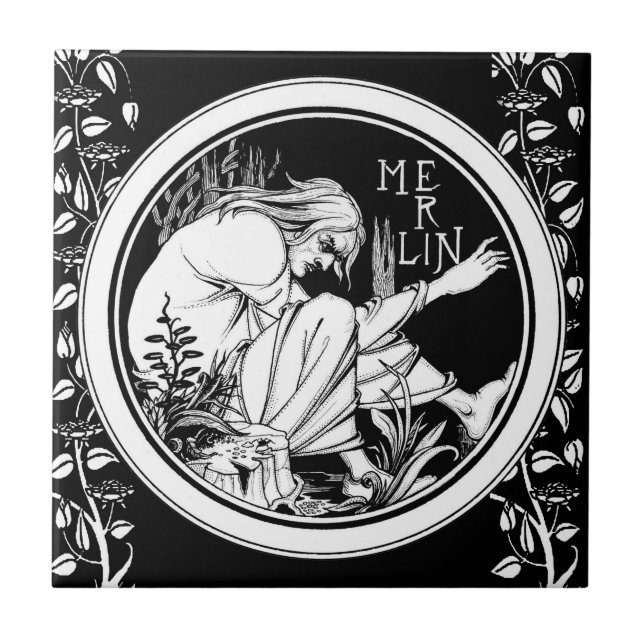 Merlin Art nouveau fantasi Kakelplatta (Framsidan)