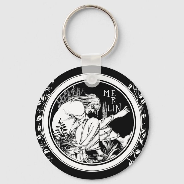 Merlin Art nouveau fantasi Nyckelring (Framsida)