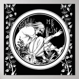 Merlin Art nouveau fantasi Poster