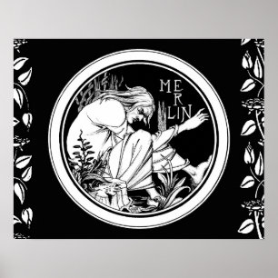 Merlin Art nouveau fantasi Poster