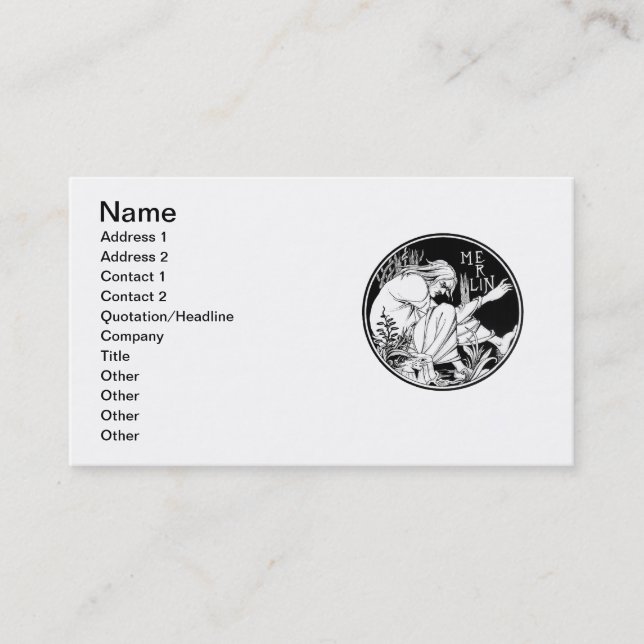 Merlin Art nouveau fantasi Visitkort (Framsida)