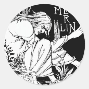 "Merlin" av Aubrey Beardsley, 1893 Runt Klistermärke