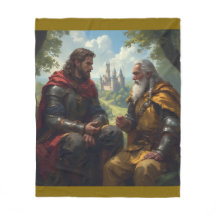 Merlin och kung Arthur på Camelot Fleecefilt