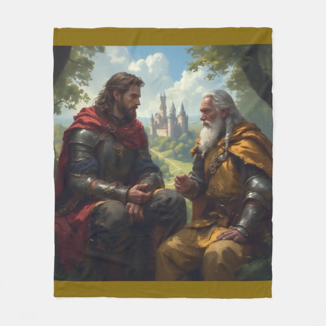 Merlin och kung Arthur på Camelot Fleecefilt (Framsidan)