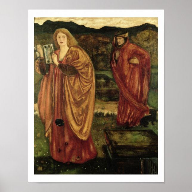 Merlin och Nimue från Morte d'Arthur, 1861 Poster (Framsidan)