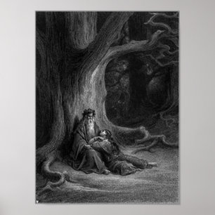 Merlin och Vivien av Gustave Doré 1868 Poster