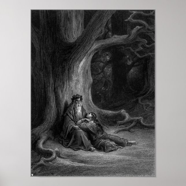 Merlin och Vivien av Gustave Doré 1868 Poster (Framsidan)