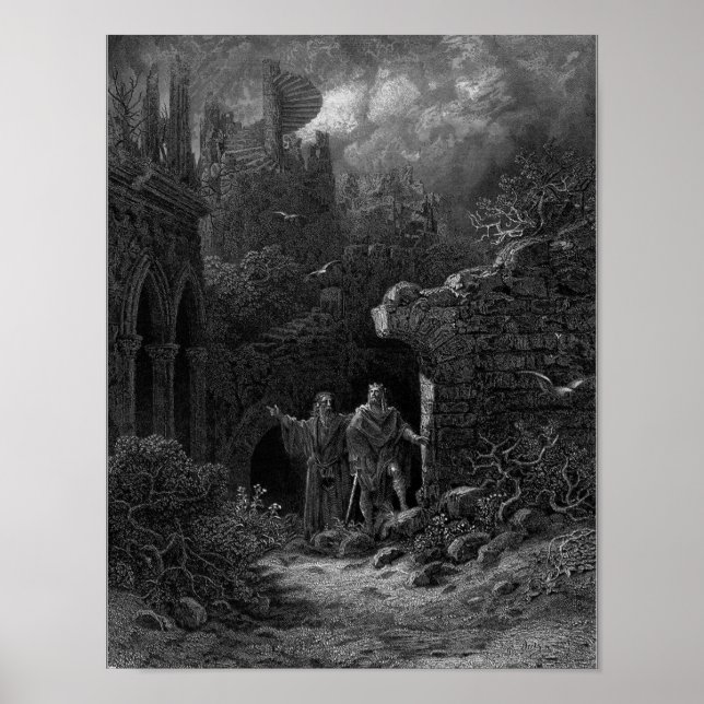 Merlin som rådgivare åt Kung Arthur Poster (Framsidan)