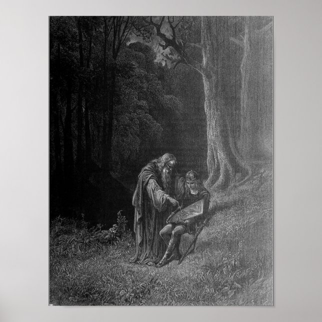 Merlin undervisade ung Arthur Poster (Framsidan)