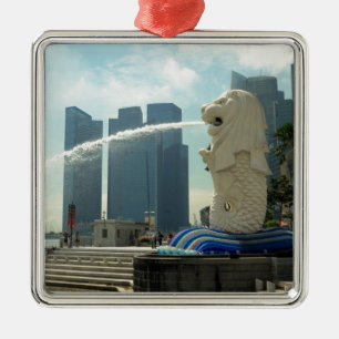 Merlion Sculpture Singapore Julgransprydnad Metall