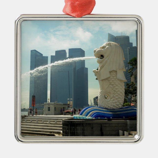Merlion Sculpture Singapore Julgransprydnad Metall (Framsidan)